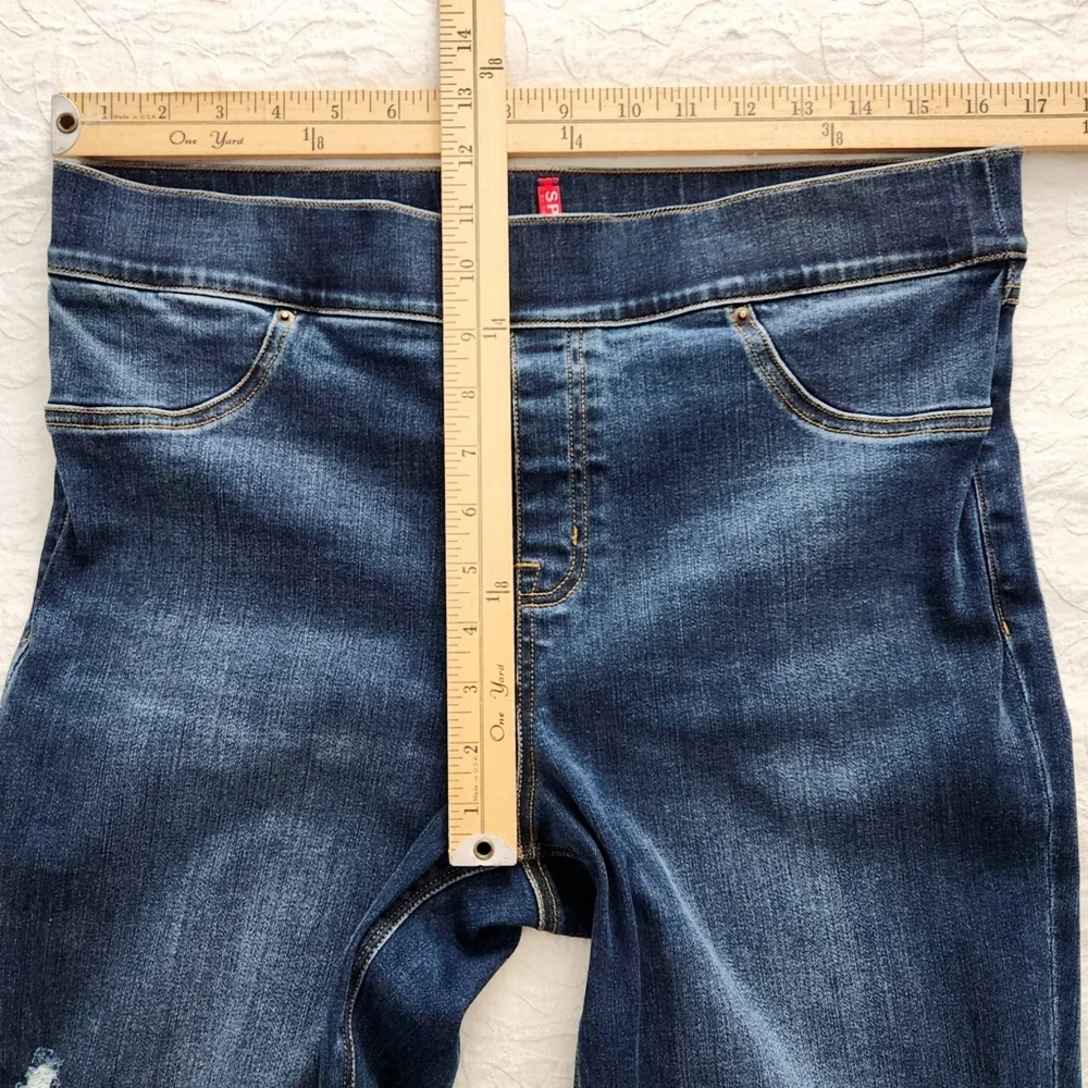 SPANX Distressed Ankle High Waist Sculpting Pull-On Jeans, Size XL